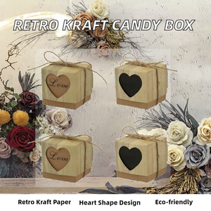 Caja de Dulces de Papel Kraft con Textura de Madera, Estilo Retro, Personalizada, en Forma de Bolso, Hecha con Materiales Reciclados, Apta para Alimentos - Product Image 2