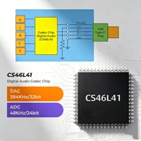 Modul Enkoder Dekoder Audio Digital Tipe C CS46L41 384KHz/32bit DAC 48KHz/24bit ADC 121dB SNR Kompatibilitas Universal Windows