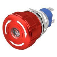 Bouton poussoir d'arrêt d'urgence rouge 240V, éclairé, clignotant rouge, contacts de sécurité 2NC 1NO/1NC, connecteur rapide 19mm 8 broches