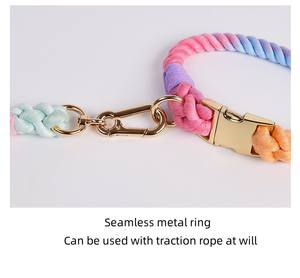 JXANRY all'ingrosso tessuto gradiente di colore cotone corda collari per animali domestici incisi per evitare la perdita di cani al guinzaglio cani di grossa taglia - Product Image 6