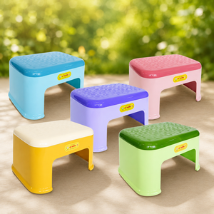 PP Plastic Eco-Friendly <b>Low</b> <b>Stool</b> Two Tone Checkered Design Removable Cover Lightweight Durable Ottoman Seat Bedroom School - Product Image 1