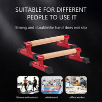 LEAJOY Nouveau type de barres parallèles de gym avec poignées en bois de hêtre, robustes et durables, design triangulaire, noir/rouge, pour la maison/la salle de sport/l'extérieur