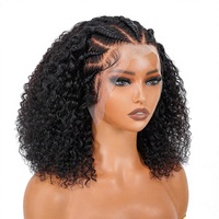 Perruque Cheveux Humains Bouclés 13x4 Lace Front Demi-Tresses Pré-Pluckées Pré-Stylisées pour Femmes Densité 220