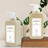 Bouteille carrée vide en PEHD mat de 500 ml personnalisée pour savon liquide, après-shampoing, gel douche, avec pompe à lotion