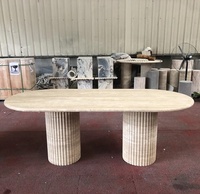 Table travertin Beige avec base de table colonne