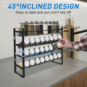 Étagère à épices à 4 niveaux, organiseur de cuisine sur pied, support à épices sous étagère, organisateur d'épices en métal pour la cuisine - Product Image 6