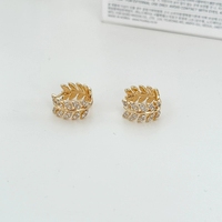 FY-EK494 Best-seller Boucles d'oreilles en argent avec feuille d'or rare et zircon Style élégant haut de gamme
