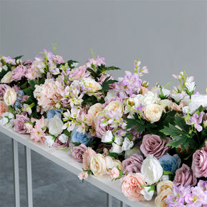 LFB2171-1 rose fleur rangées fleur artificielle chemin de Table mariage île coureur toile de fond accessoires fleur rayure - Product Image 6