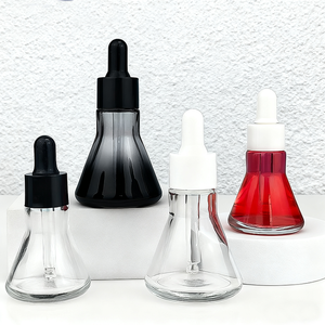 Portable Triangle Shape Clear Glass Dropper Bottle 100ml Black and White <b>Rubber</b> Head Empty Essential Oil Bottle Custom Logo - Product Image 2