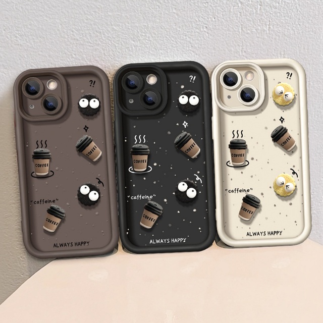 Soft Silicone Phone Case for iPhone 15 Cartoon Design Coffee Cute Cover for iPhone 13 Pro Max 14 12 11 Xs Xr Xs Max