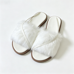 Lounge Women Coffee Brown Shearling Faux Fur <b>Slippers</b> Twisted Band Flexible Sole Office Use Mixed Sizes Best Seller Working Ladi - Product Image 2