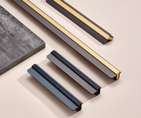 Pegangan kabinet dapur hitam Matte, lemari furnitur mewah kreatif, gagang laci aluminium