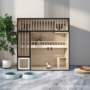 Villa <span class=keywords><strong>pour</strong></span> <span class=keywords><strong>chat</strong></span> en bois moderne <span class=keywords><strong>avec</strong></span> fermeture à boutons, <span class=keywords><strong>maison</strong></span> intégrée <span class=keywords><strong>pour</strong></span> <span class=keywords><strong>chat</strong></span> et armoire <span class=keywords><strong>pour</strong></span> animaux <span class=keywords><strong>de</strong></span> compagnie <span class=keywords><strong>avec</strong></span> <span class=keywords><strong>tiroir</strong></span> <span class=keywords><strong>pour</strong></span> chats d'intérieur et toilettes - Product Image 2