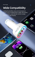 Chargeur de voiture 90W 4 ports double USB double Type C QC3.0 PD3.0 LED à coins arrondis 12V24V OEM ODM pour téléphone portable, charge super rapide