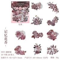 Journal de fleurs, autocollant pour scrapbooking, 6 modèles, 20 pièces/paquet
