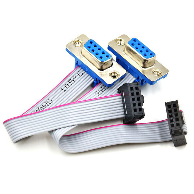 Customized 16/12 Pin 2.54MM IDC to VGA 15 Pin Connector Flat Ribbon Grey Cable VGA 12Pin Hd-15 to 12-Pin IDC Extension Cable