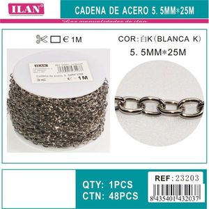 Catena in acciaio Iln 5,5 mm x 25 m colore bianco K per artigianato e creazione di gioielli - Product Image 1