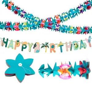 3 M Hawaii Lappa Paper Flower Garland Banner Background Wall Party Decoration Happy Birthday Layout Props