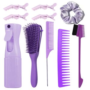 10pcs Custom Logo <b>Scalp</b> Massager Hair <b>Brush</b> Set for Women Barber Salon Edge <b>Brush</b> with ABS Nylon Handle Paddle Shape Ventilation - Product Image 1