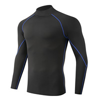 Haut de sport polyvalent à manches longues rayé en polyester/spandex pour homme, séchage rapide, idéal pour l'export – Le best-seller transfrontalier