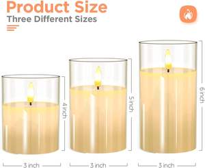 Velas LED de Cristal sin Llama con Control Remoto y Temporizador para Decoración de Fiestas, Bodas y Hogar - Product Image 2