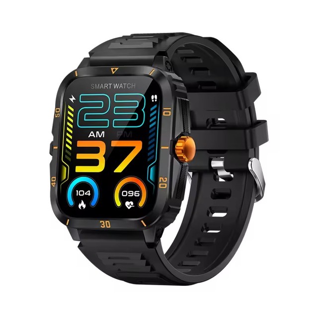 Kt71 Men Smart Watch Ip68 Waterproof Silicone Strap 1.96inch Screen App Dafit Phone Call Heart Rate Sleep Steps Count Smartwatch