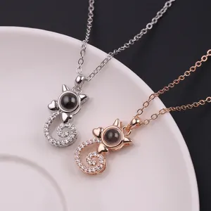 Ich liebe dich in 100 Sprachen Projektions kette für die Erinnerung an die Liebe Choker Collier Herz Geschenke Anhänger Schmuck