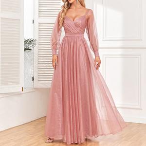 navy blue dress for baby girl Sexy Expensive Mature Pleated Elegant Long Sleeve Backless Evening Dress -  Beautiful Dress and Daily Dress price main image 0