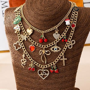 Collana con Ciondolo a Forma di Cuore, Croce, Fragola e Ciliegia alla Moda per Donne, Gioielli Estivi, Collana in Stile Coreano - Product Image 6