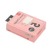 OMT Boîte d'emballage pliable en papier pour cartes avec câble de chargeur et accessoires avec logo personnalisé et fenêtre transparente en PVC transparent