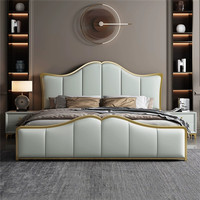 Bestseller Schlafzimmer-Möbelset Kingsize-Bett Luxuriöses Weißes Leder Modernes Heim- und Hotelbett Holz-Doppelbett Kingsize-Bettgestell