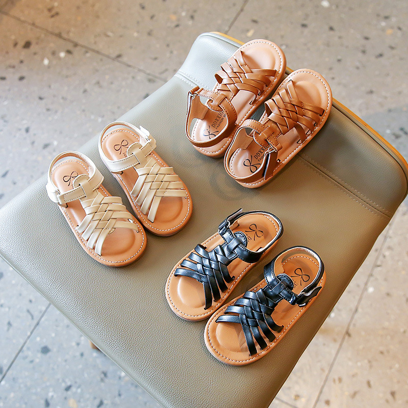 2024 New Weave Solid Girl's Sandals - Perfect for Summer