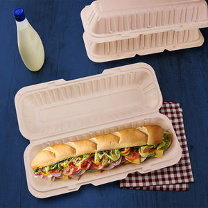 Contenedor de Alimentos Biodegradable Tipo Concha de Almeja para Comida para Llevar, 13x5x3 Pulgadas, Lonchera con Tapa, Caja Desechable Tipo <span class=keywords><strong>Submarino</strong></span> MFPP - Product Image 2