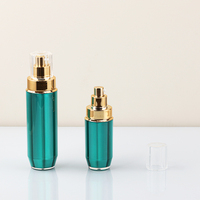 15g 30g 50g 30ml 100ml Gradient Golden Green Octogonal Edge Round Cap Cosmetic Essence Lotion Pump Bottle