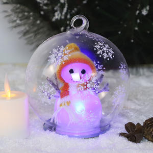 Выдувное стекло, Рождественский светящийся Снеговик в стекле, 100 мм безделушки, светодиодные украшения для рождественской елки, подвесные украшения - Product Image 6