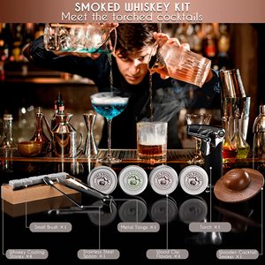 Kit d'infusion <span class=keywords><strong>de</strong></span> fumée pour whisky personnalisé avec <span class=keywords><strong>copeaux</strong></span> <span class=keywords><strong>de</strong></span> hêtre, ensemble <span class=keywords><strong>de</strong></span> bar moderne portable dans un coffret cadeau en bois pour fumer les cocktails - Product Image 3