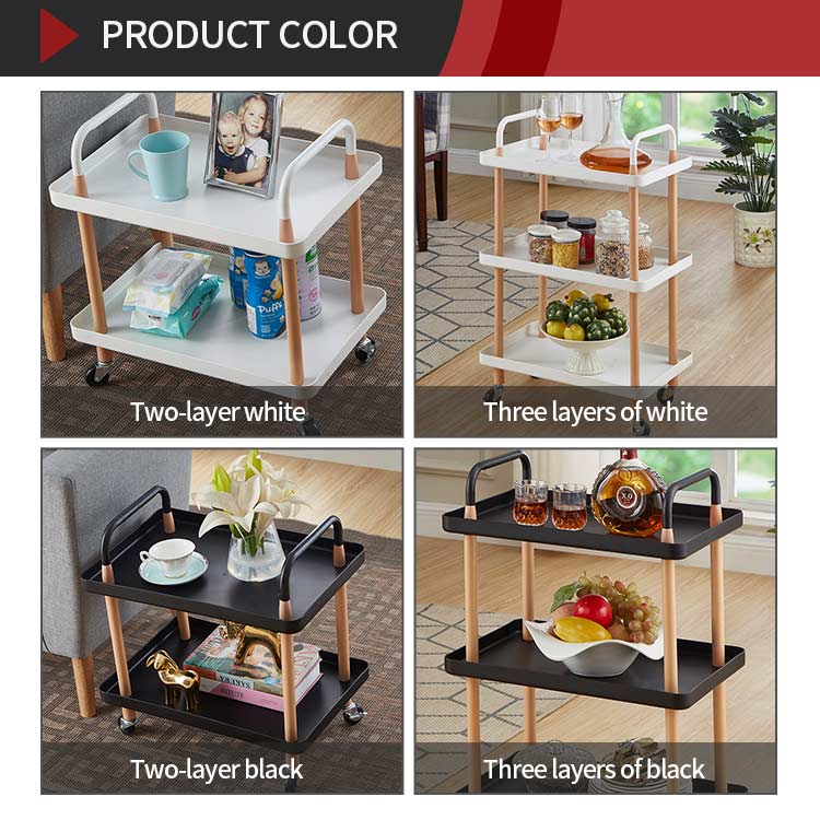 3 Tier Bathroom Kitchen Storage Cart With Wheels Plastic PP