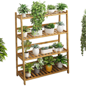 Eco-Friendly Natural Bamboo Floor Type Non-Folding Flower <b>Shoe</b> Rack Plant Stand for Kitchen Home Decoration - Product Image 1