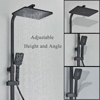 Ensemble de douche de salle de bain thermostatique noir mat à affichage numérique systèmes de douche en cuivre à effet de pluie mitigeurs