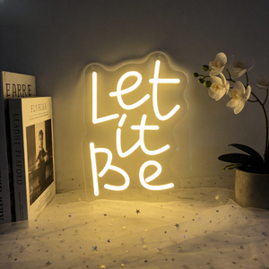 Letrero LED de Neón con la Frase "Let It Be" de Neonawall para Fanáticos de la Música, Luz de Neón Cálida Blanca en Letras Cursivas para Decoración del Hogar y Dormitorio - Product Image 3
