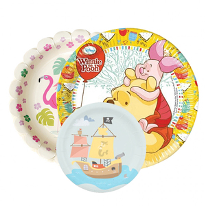 Fête imprimée fournitures en vrac bon marché écologique compostable Restaurant 6 9 10 12 pouces assiettes à vaisselle en papier <span class=keywords><strong>kraft</strong></span> jetables - Product Image 4