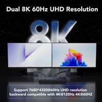Commutateur KVM SYONG 8K HDMI pour deux ordinateurs, deux moniteurs, DP 1.4 HDMI 2.1 USB 3.0 4K 144hz Taux de rafraîchissement élevé pour le jeu