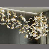 Ventilateur de plafond en verre sur mesure 220V, éclairage de style européen pour bureaux commerciaux, escaliers duplex, halls d'entrée - Garantie 1 an