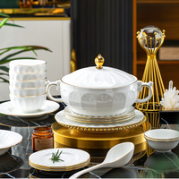 Vente flash, service de table moderne en porcelaine blanche, service de table de luxe en porcelaine osseuse