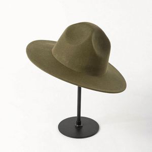 New Concave <b>Top</b> Wide Brim Fedora Hat Wool Felt Hip Hop Style for Casual & Outdoor Stylish Shopping Accessory - Product Image 5