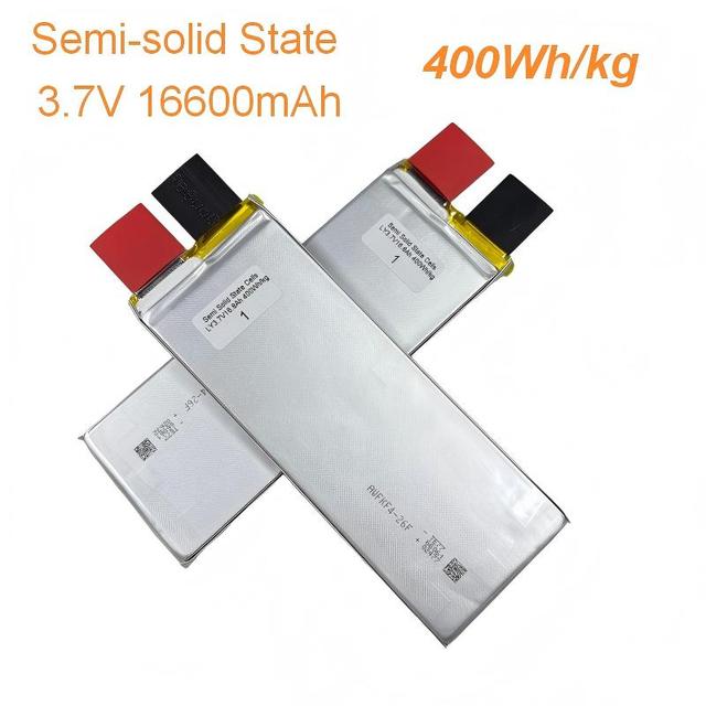 400Wh/kg High Energy Density Semi Solid Pouch Cell 3.7V 16600mAh 16.6Ah Lithium Ion Lithium Polymer Battery Cells for Drones