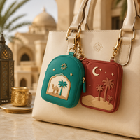 Porte-monnaie 3D islamique en silicone, motif dattier et chameau du désert du Ramadan, mini-portefeuille portable avec fermeture éclair, breloque de sac, pour l'Aïd