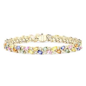 Bracelet tennis en zircon cubique multicolore arc-en-ciel à la mode pour femmes, plaqué rhodium et or, cadeau - Product Image 6