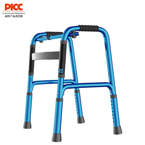 Joy Point Aluminum Alloy Walker Blue <b>Frame</b> <b>With</b> <b>Seat</b> And Wheels For Mobility Assistance - Product Image 1