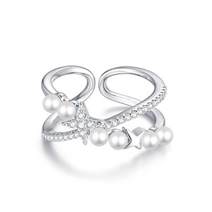 RFJEWEL 2026 Nouvelle bague en laiton plaqué argent avec perle/zircon cubique, bijoux <span class=keywords><strong>de</strong></span> mode <span class=keywords><strong>de</strong></span> haute qualité pour femmes - Product Image 2